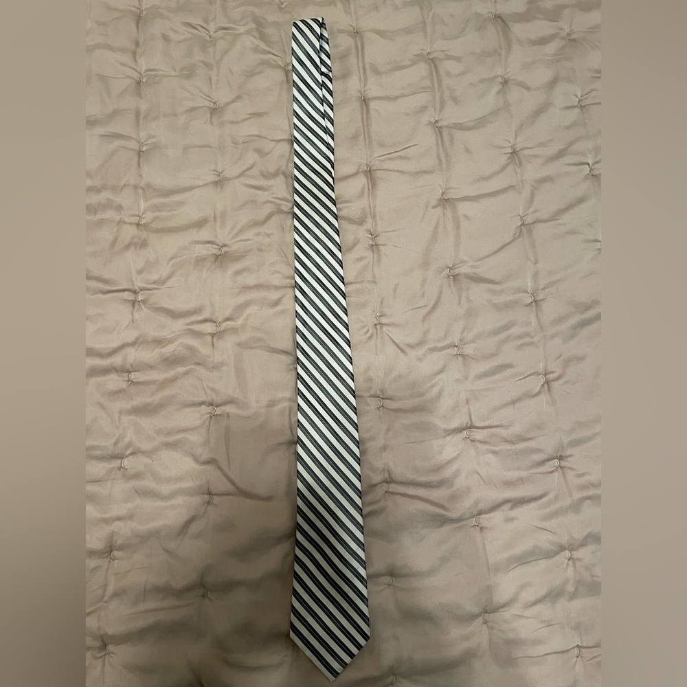 Calvin Klein Black and White Striped Tie
